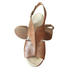 Dansko Perforated Floral Leather Slingback Sandals Sz 39